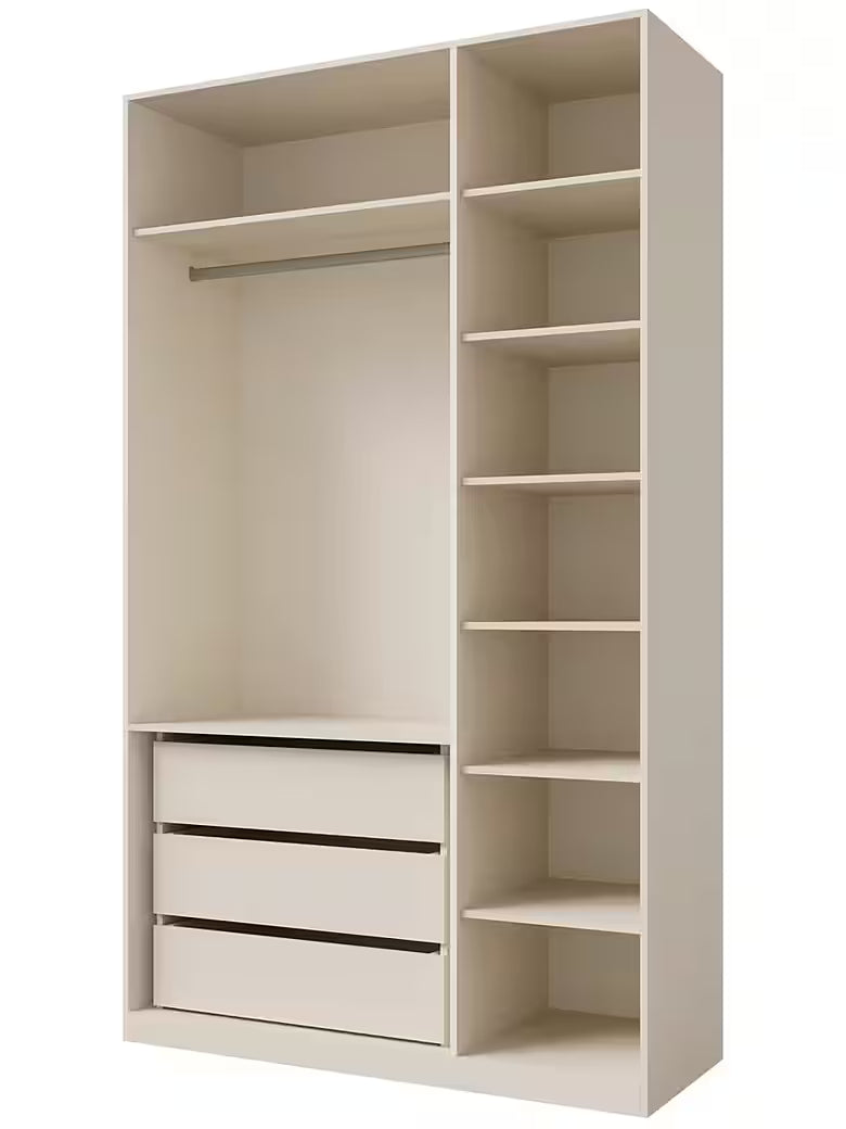 PolsterOase Schrank – Kleiderschrank LENO 135 – Drehtürenschrank mit Spiegel & 3 Schubladen – Ansicht 03