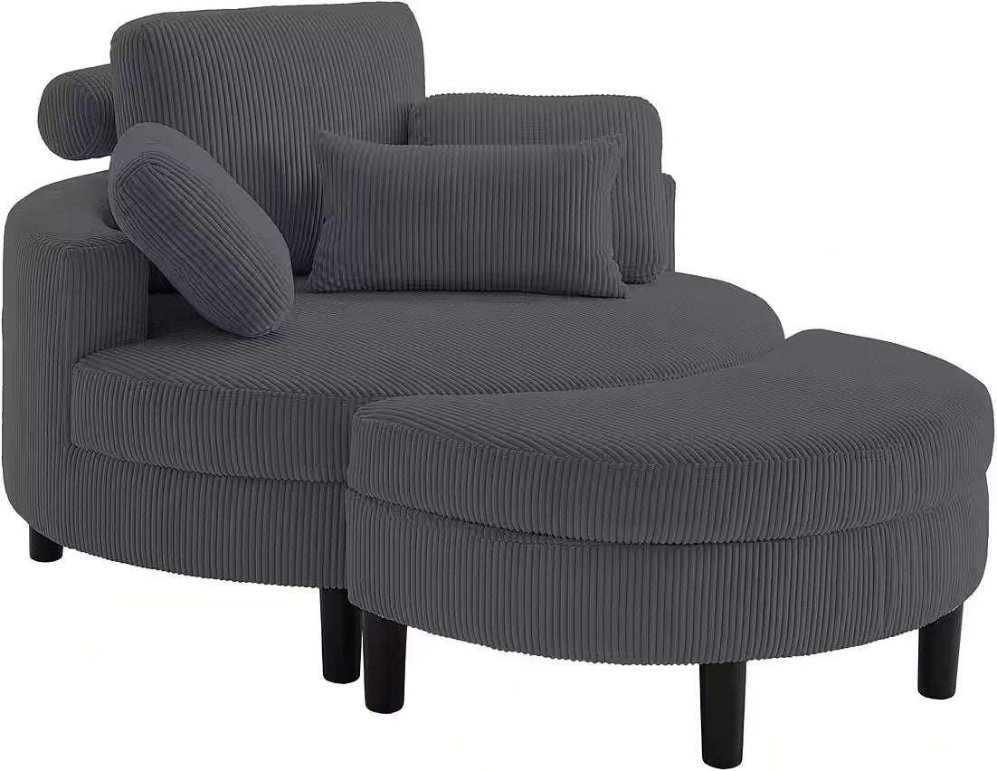 PolsterOase Sessel - Loveseat in Cord Anthrazit – Ansicht 01