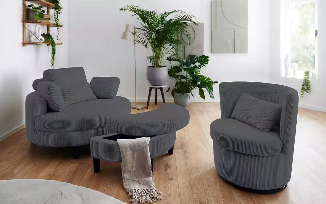 PolsterOase Sessel - Loveseat in Cord Anthrazit – Ansicht 08