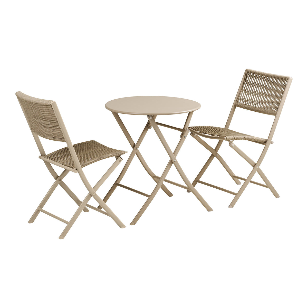 PolsterOase Sitzgruppe - Arcas Bistroset aus Stahl, Tisch und 2 Stühle, Taupe – Ansicht 02