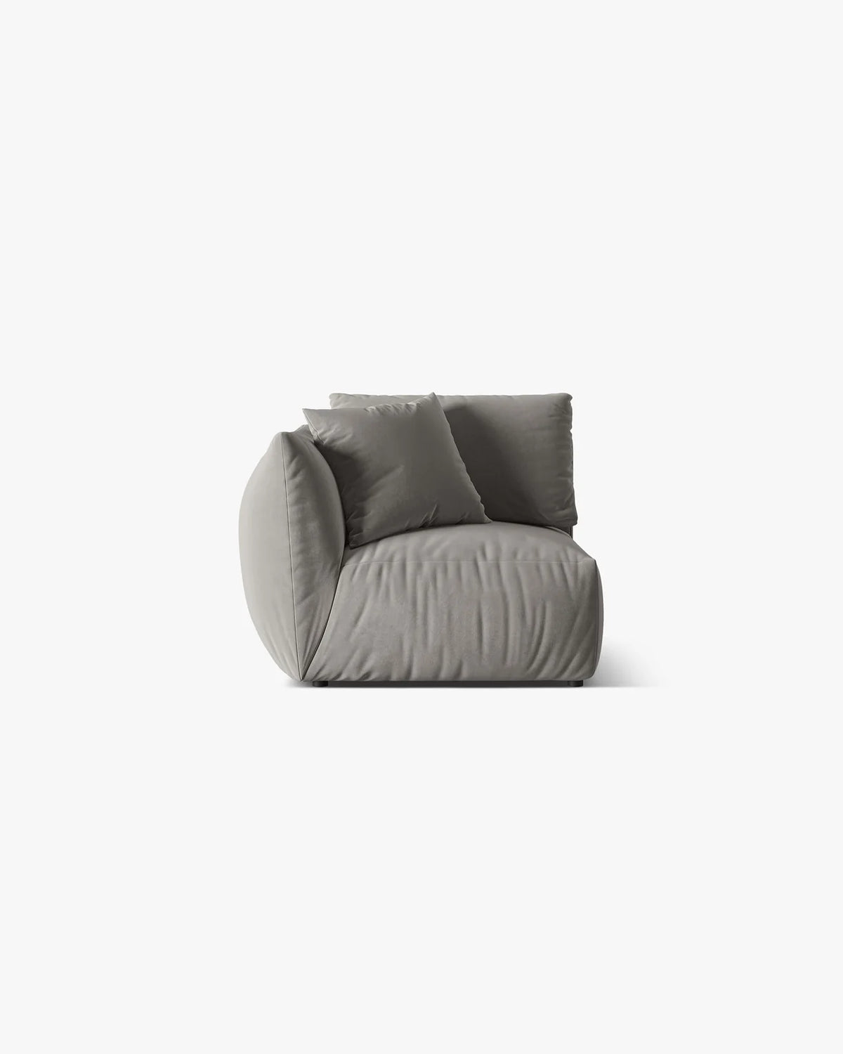 PolsterOase Sofa – BONO Modul ohne Armlehne in Samt, 115 cm, Grau, Links – Frontalansicht
