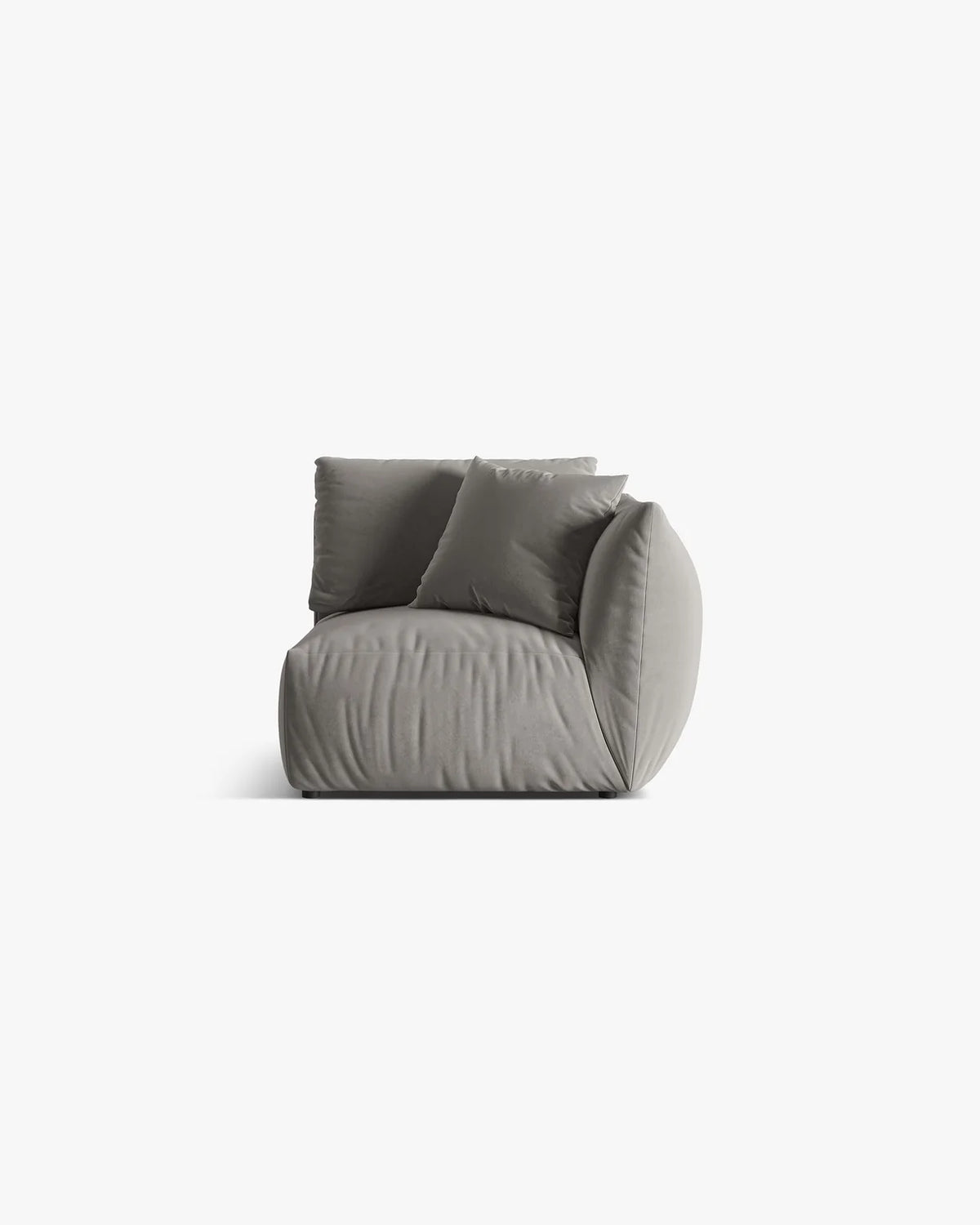 PolsterOase Sofa – BONO Modul ohne Armlehne in Samt, 115 cm, Grau, Rechts – Frontalansicht
