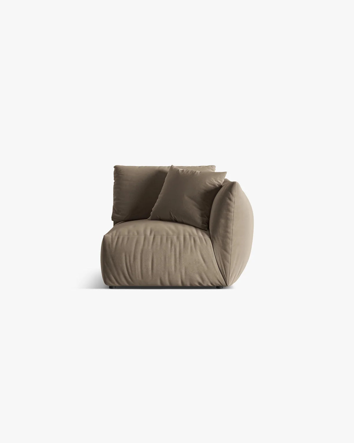 PolsterOase Sofa – BONO Modul ohne Armlehne in Samt, 115 cm, Hellbraun, Rechts – Frontalansicht