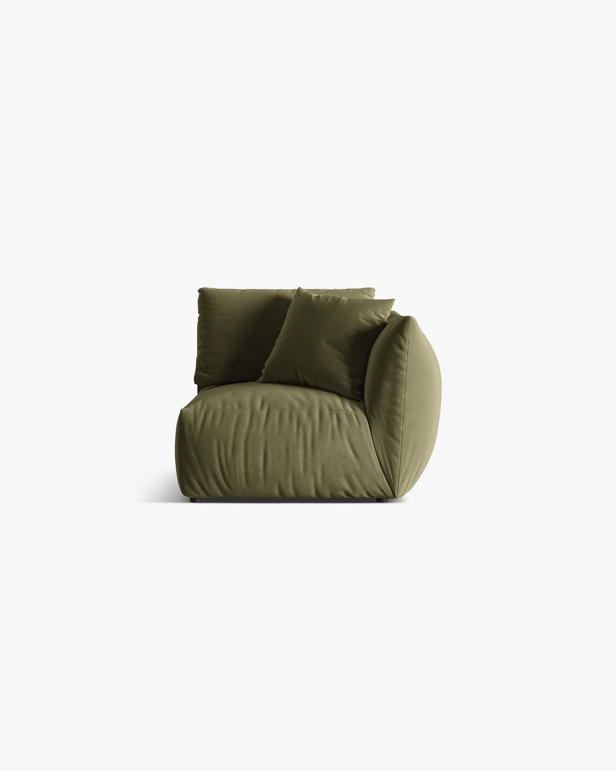 PolsterOase Sofa – BONO Modul ohne Armlehne in Samt, 115 cm, Hellgrün, Rechts – Frontalansicht