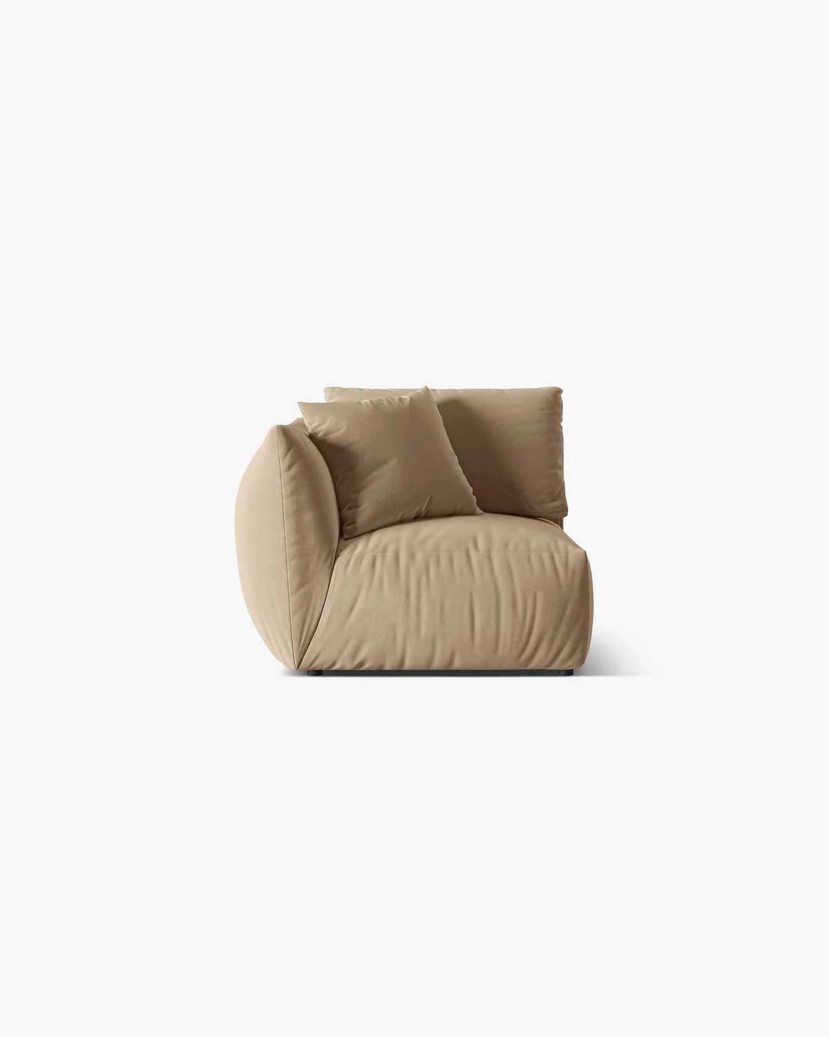 PolsterOase Sofa – BONO Modul ohne Armlehne in Samt, 115 cm, Mandel beige, Links – Frontalansicht