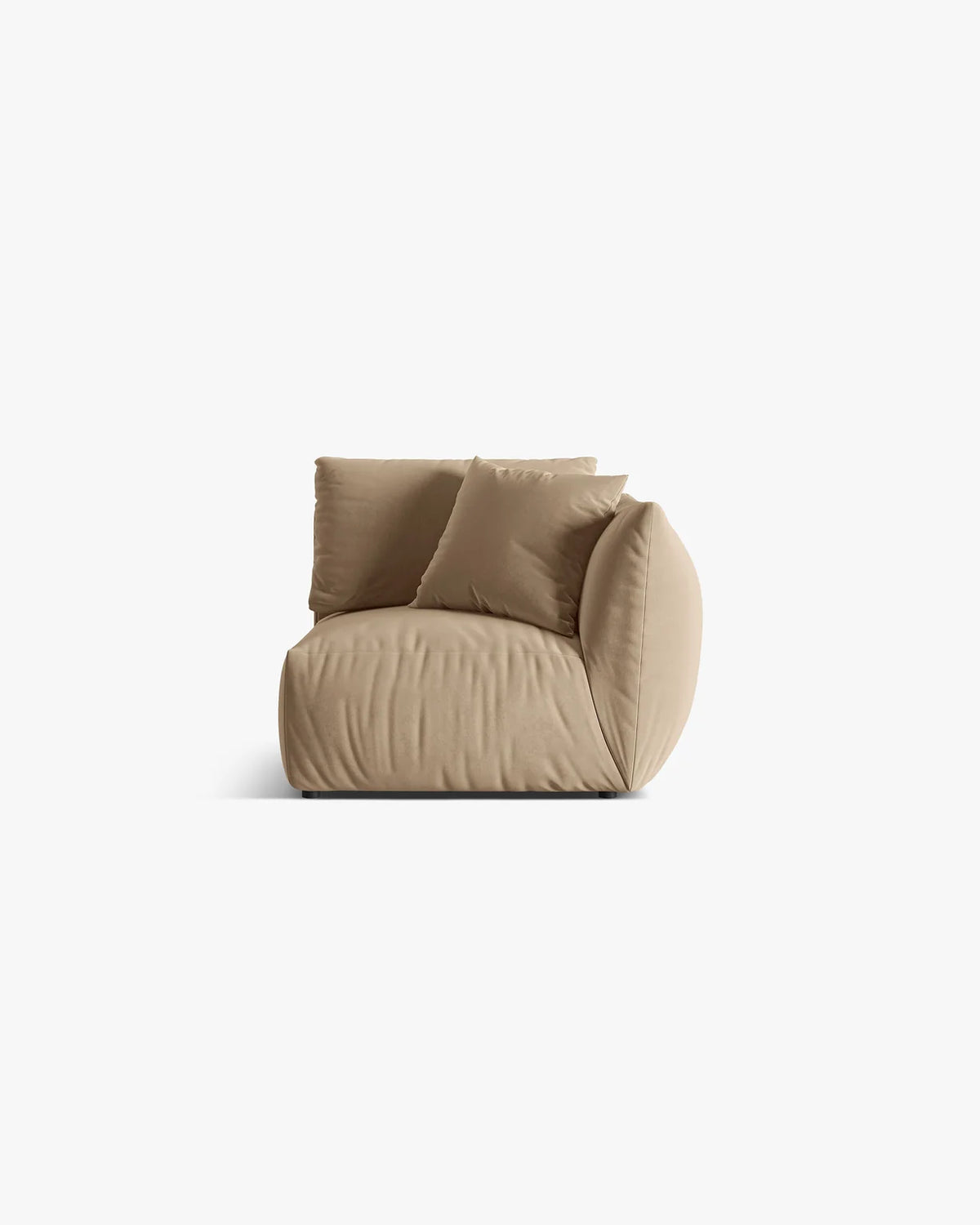 PolsterOase Sofa – BONO Modul ohne Armlehne in Samt, 115 cm, Mandel beige, Rechts – Frontalansicht