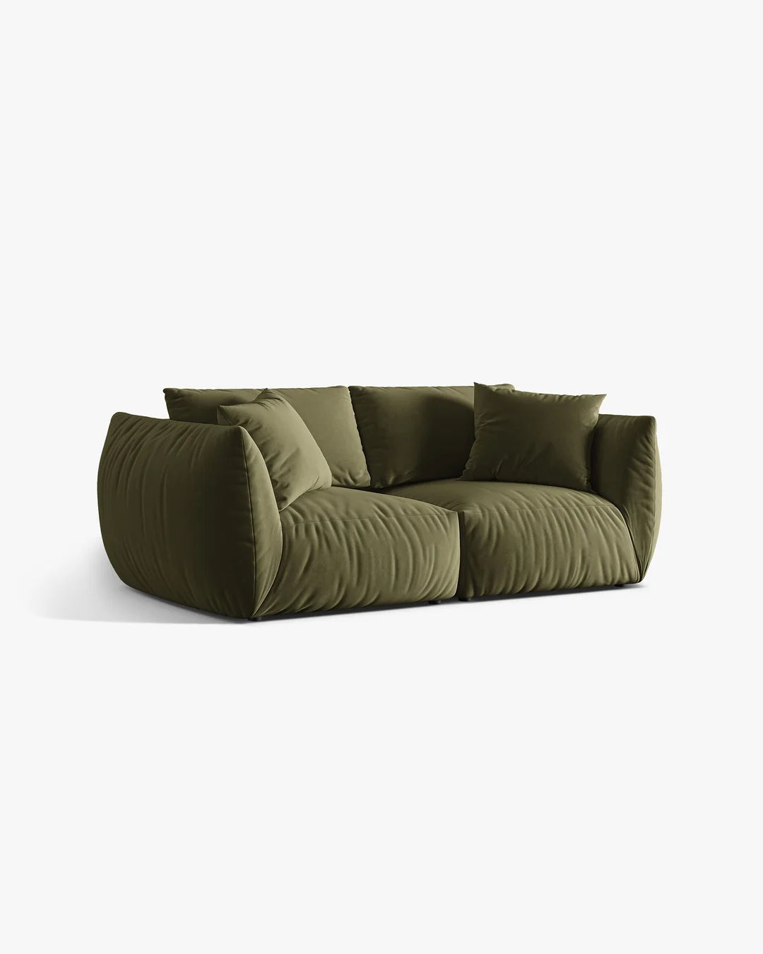 PolsterOase Sofa – BONO Modulsofa 3-Sitzer in Samt, Hellgrün – Seitenansicht