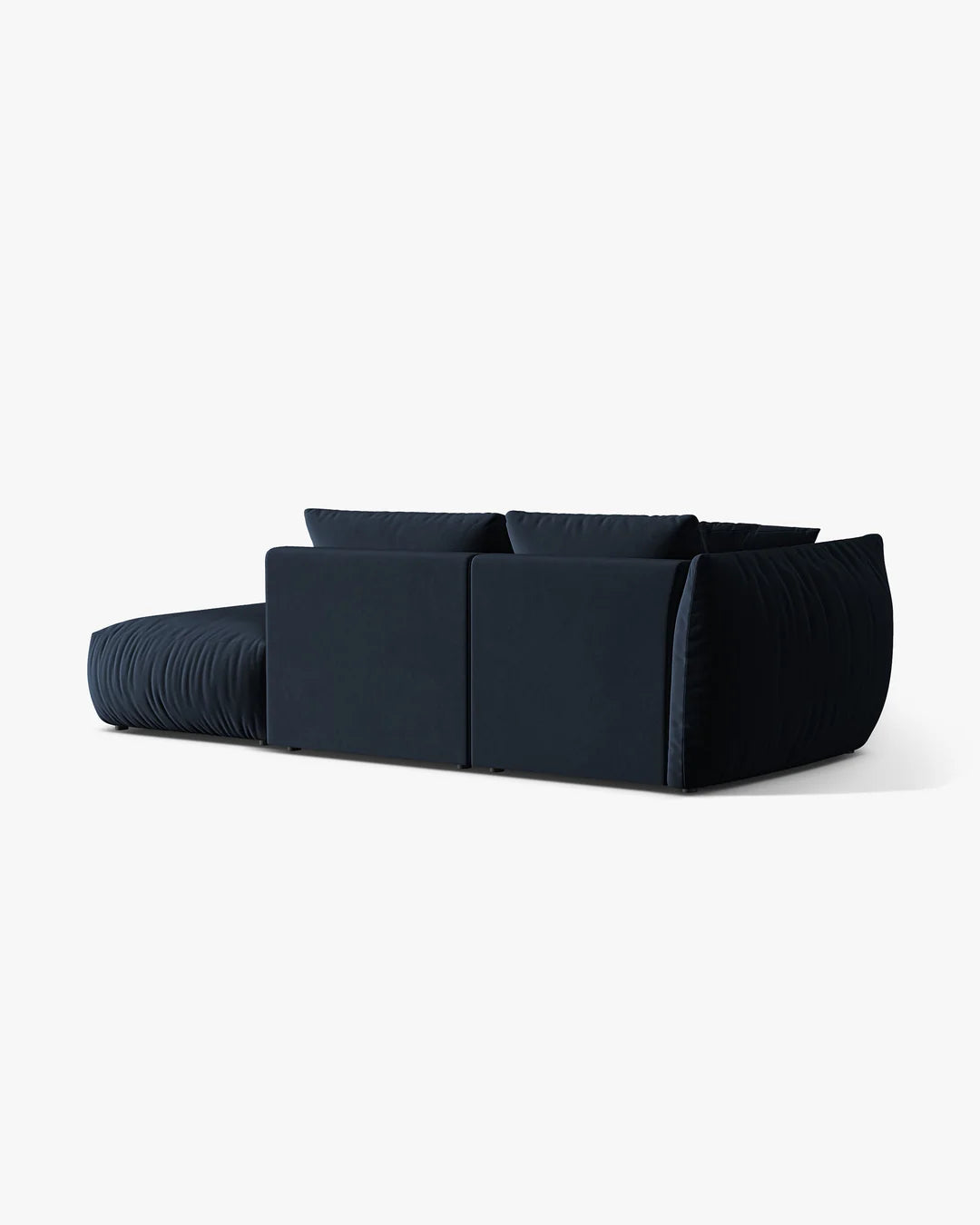 PolsterOase Sofa – BONO Modulsofa 3-Sitzer mit Récamiere in Samt, 295 cm, Königsblau, Rechts – Perspektivische Ansicht