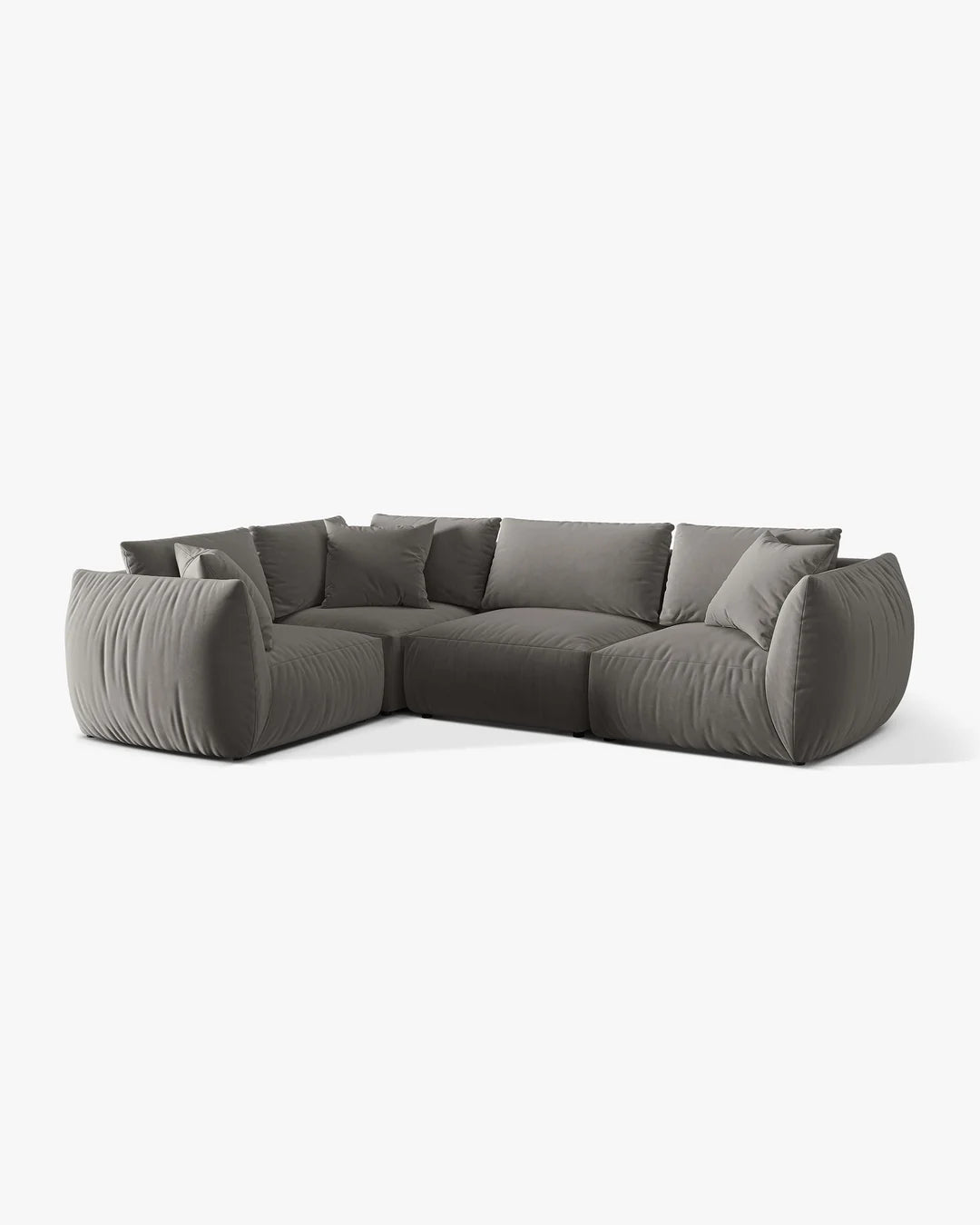 PolsterOase Sofa – BONO Modulsofa (Ecksofa) 4-Sitzer Classic in Samt, 305 x 215 cm, Grau, Links – Seitenansicht