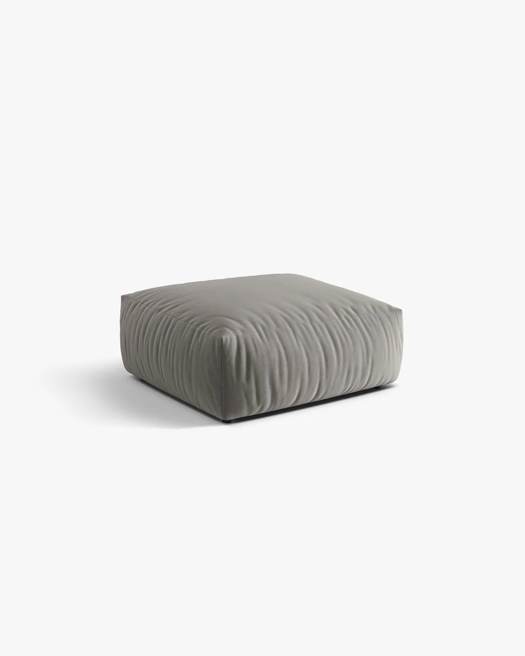 PolsterOase Sofa – BONO Pouf in Samt, 100 x 85 cm, Grau – Frontalansicht