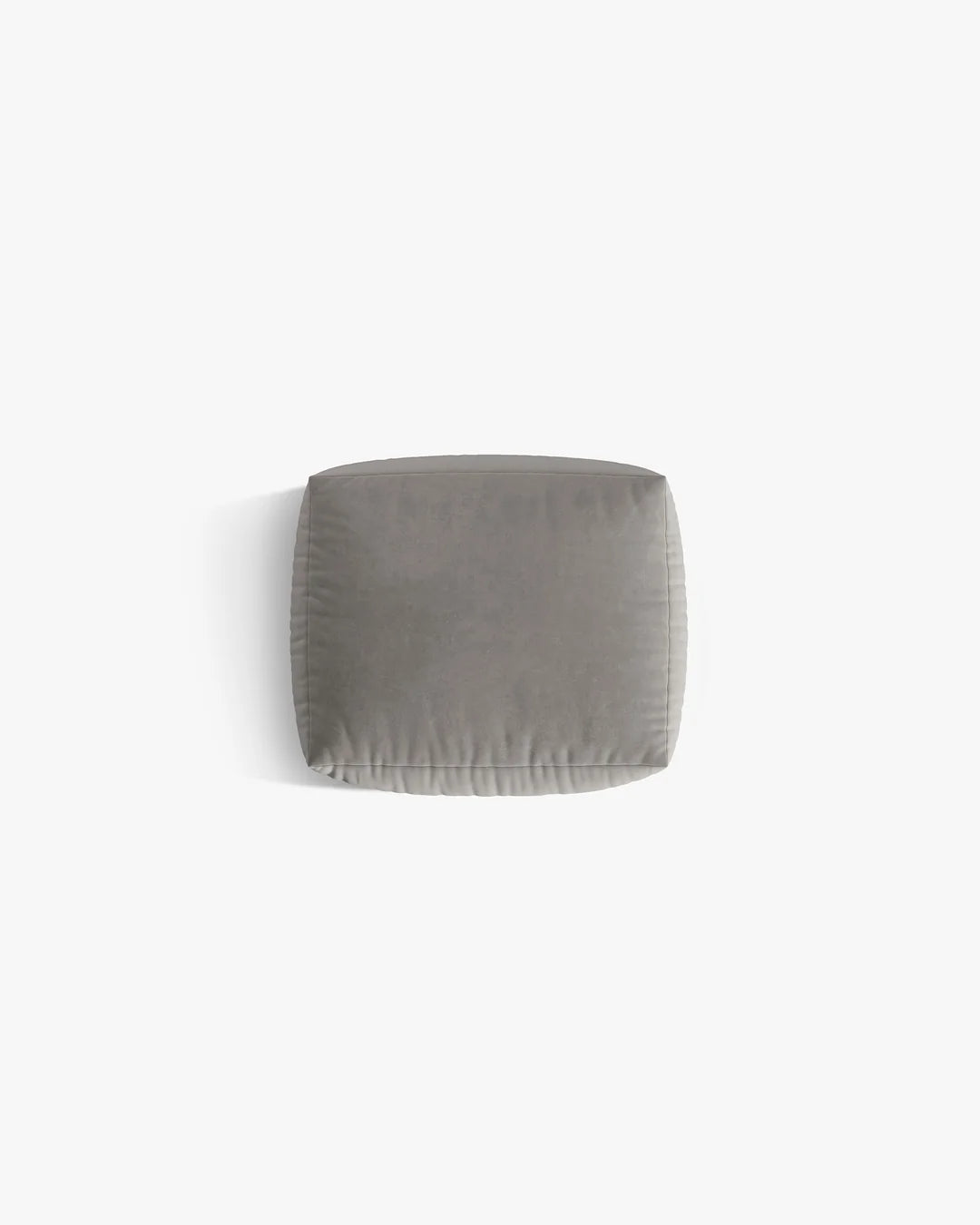 PolsterOase Sofa – BONO Pouf in Samt, 100 x 85 cm, Grau – Perspektivische Ansicht