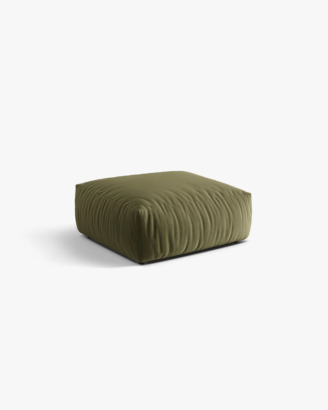 PolsterOase Sofa – BONO Pouf in Samt, 100 x 85 cm, Hellgrün – Frontalansicht