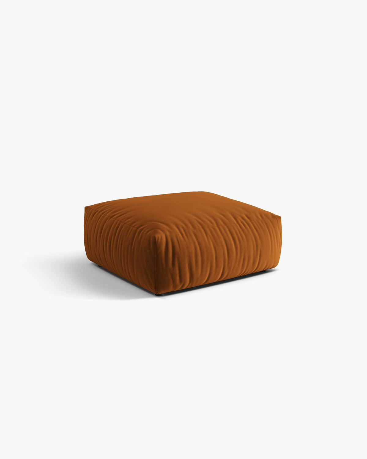PolsterOase Sofa – BONO Pouf in Samt, 100 x 85 cm, Terracotta – Frontalansicht