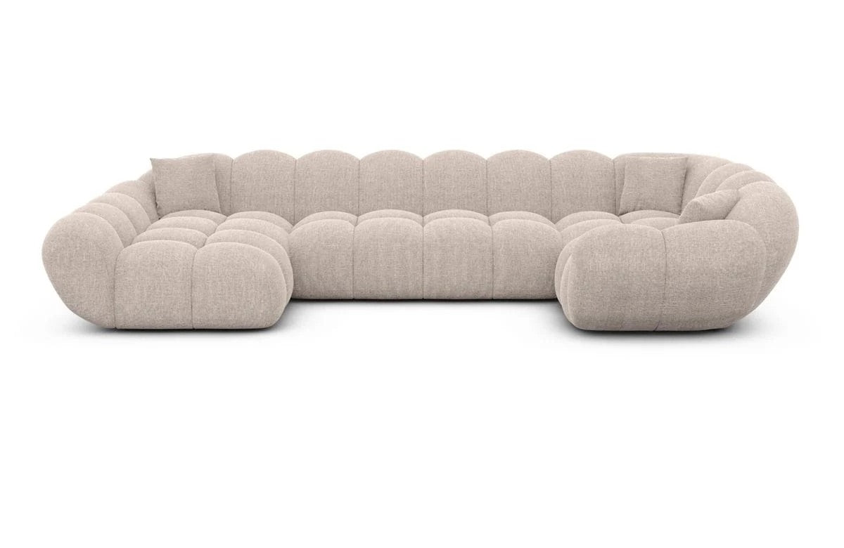 PolsterOase Sofa – Bubble Sofa Wohnlandschaft in Struktur Beige, 323 cm Breite - Nr. 02