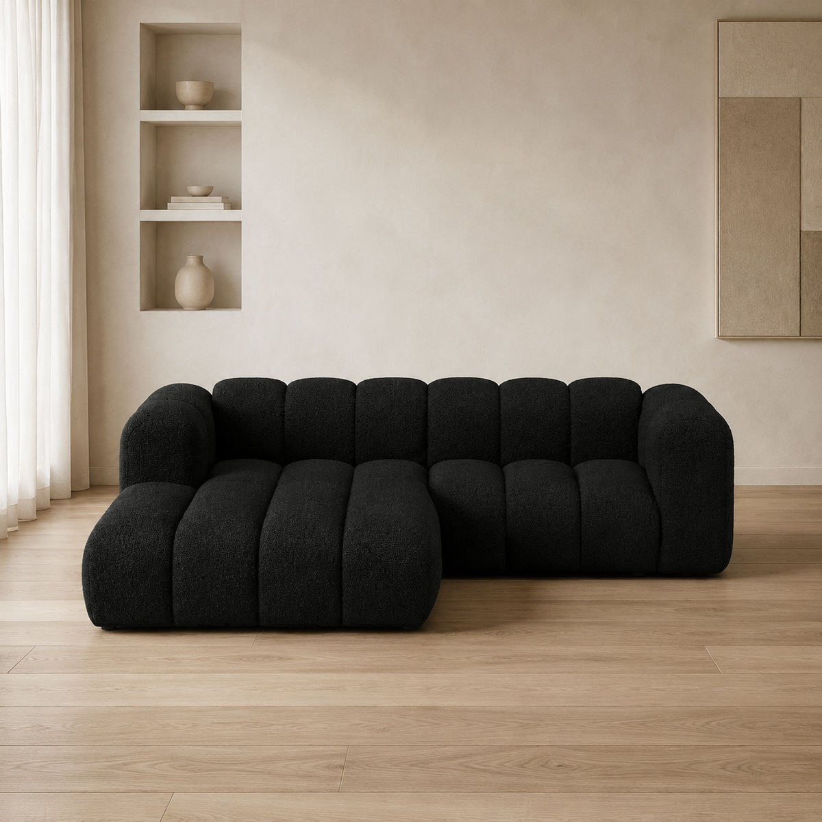 PolsterOase Sofa – Grandé Ecksofa 3-Sitzer in Bouclé, 230 cm Breite – Ansicht 46
