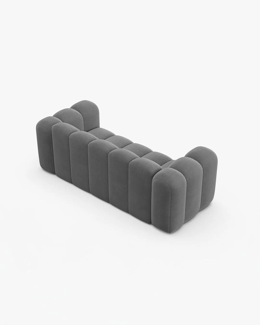 PolsterOase Sofa – Grandé Sofa 2-Sitzer in Samt, 200 cm Breite, Hellgrau – Perspektivische Ansicht
