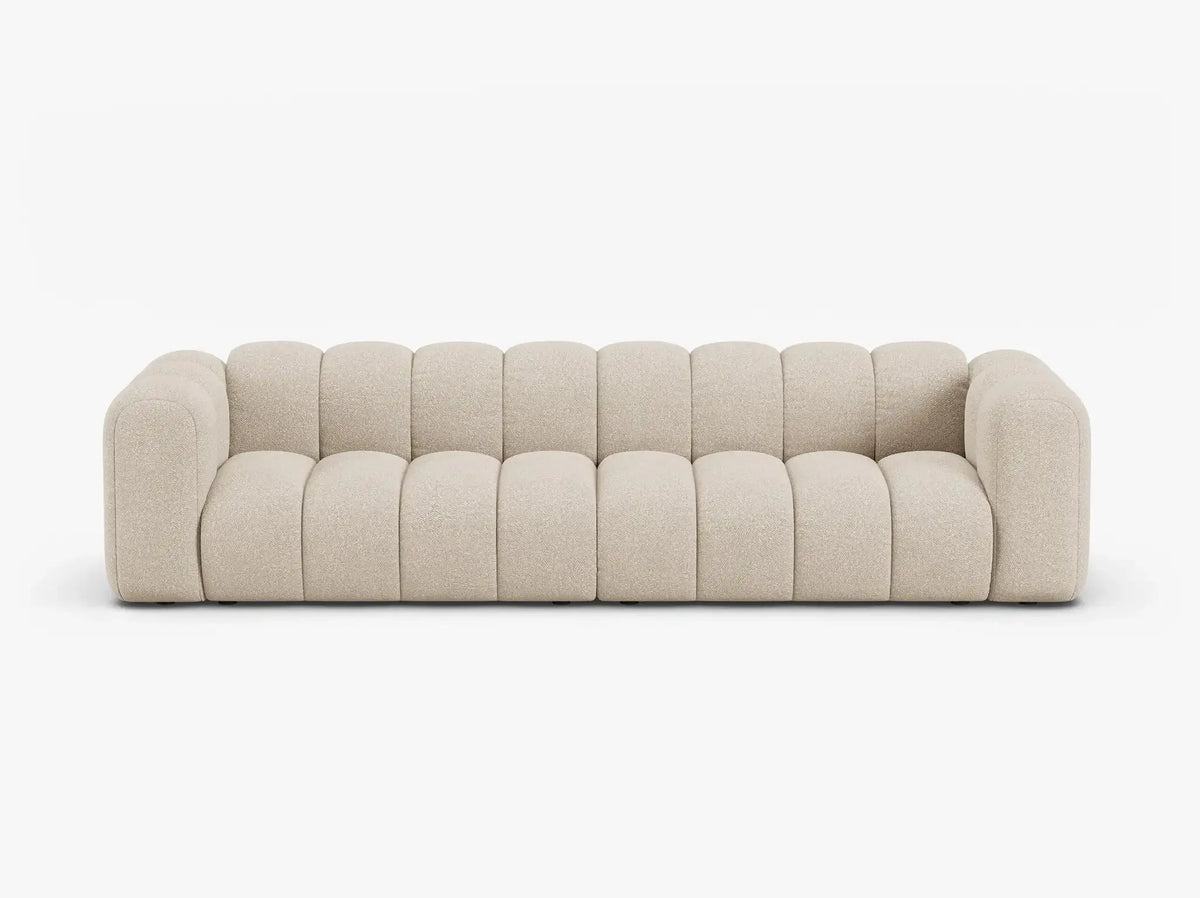 PolsterOase Sofa – Grandé Sofa 4-Sitzer in Bouclé, 290 cm Breite, Beige – Frontalansicht