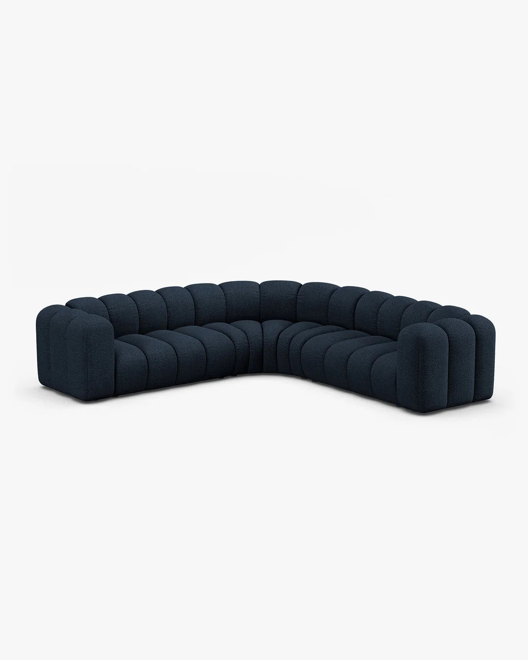 PolsterOase Sofa – Grandé symmetrisches Ecksofa 5-Sitzer in Bouclé, 280 cm Breite, Weiß – Seitenansicht