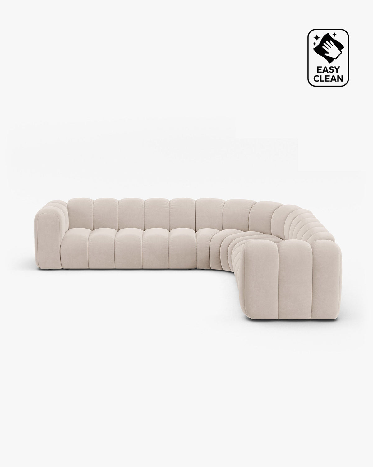 PolsterOase Sofa – Grandé symmetrisches Ecksofa 5-Sitzer in Samt, 309 cm Breite – Ansicht 13