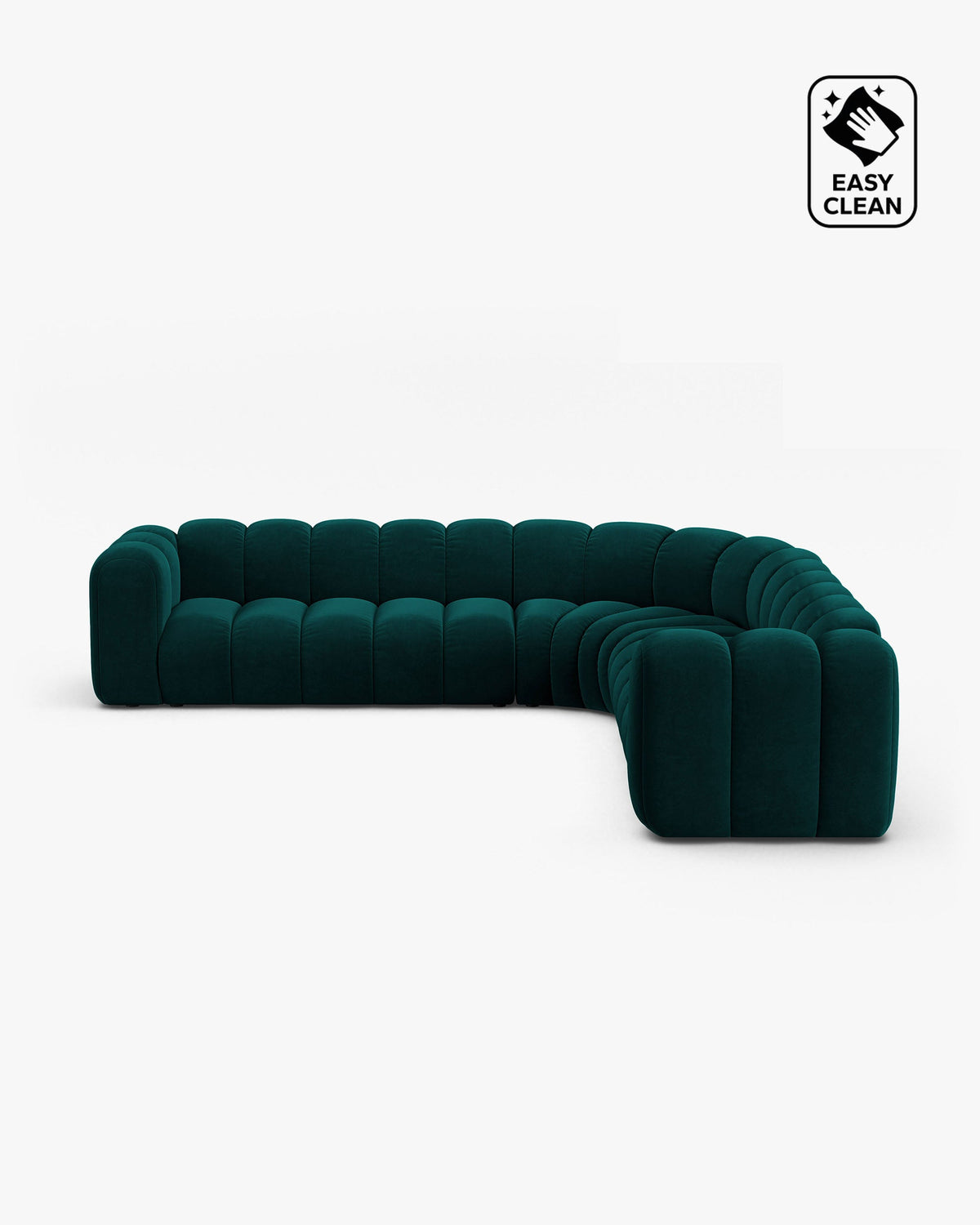 PolsterOase Sofa – Grandé symmetrisches Ecksofa 5-Sitzer in Samt, 309 cm Breite – Ansicht 19