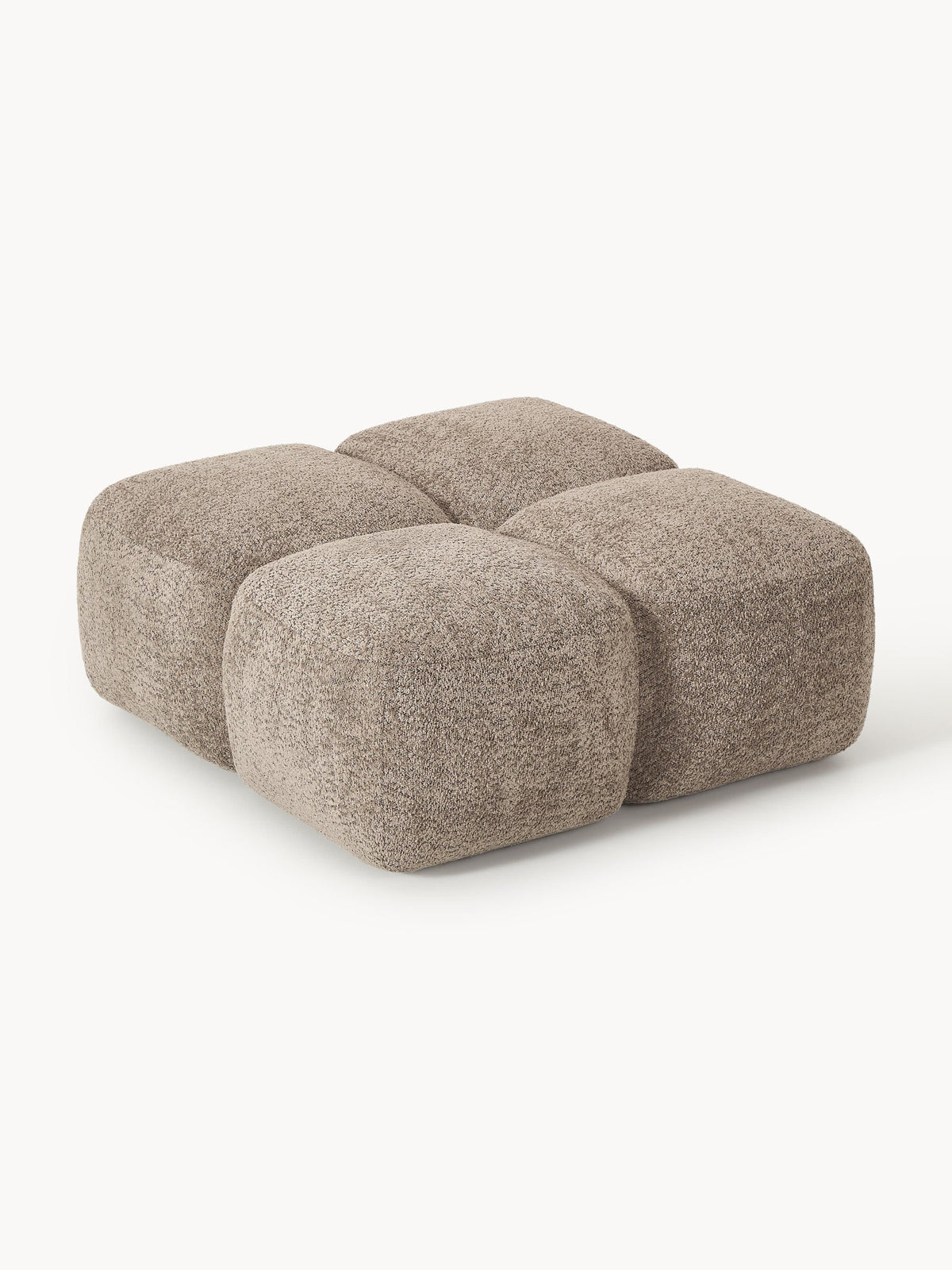 PolsterOase Sofa – Luno Hocker in Bouclé, 90 cm Breite, Beige – Frontalansicht