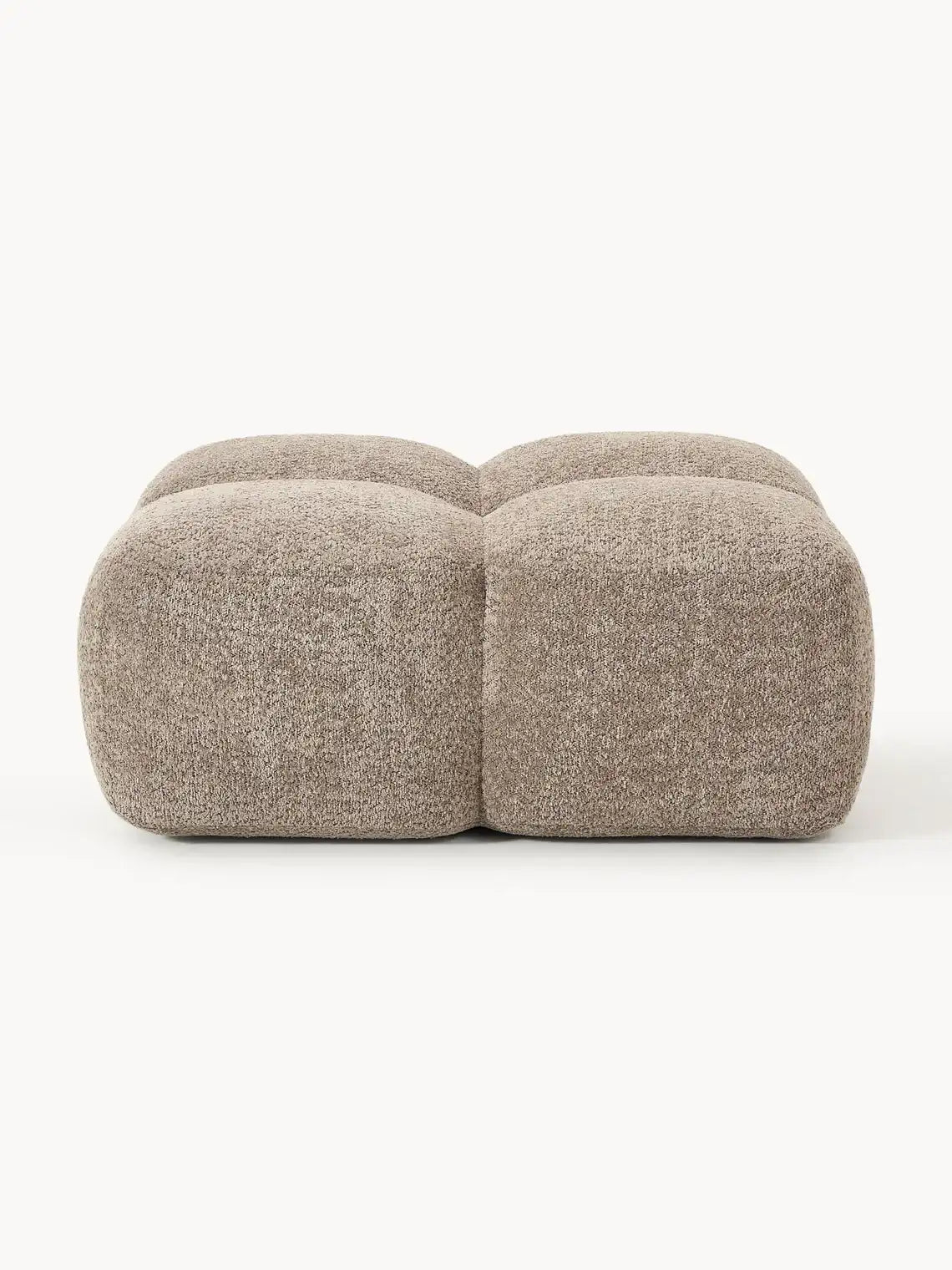 PolsterOase Sofa – Luno Hocker in Bouclé, 90 cm Breite, Beige – Seitenansicht