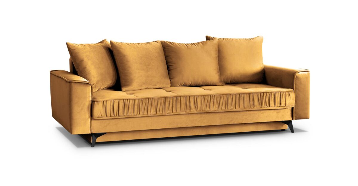 PolsterOase Sofa – Monaco Sofa 3-Sitzer mit Schlaffunktion in Samt, 240 cm Breite – Ansicht 04