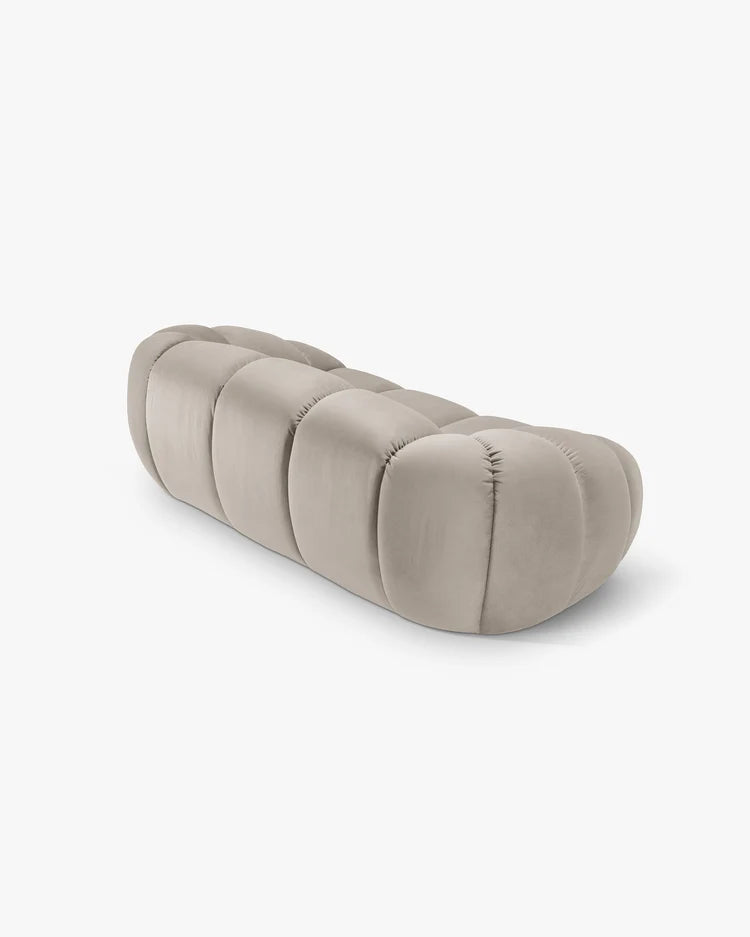 PolsterOase Sofa – Monto Sofa 2-Sitzer in Samt, 200 cm Breite, Beige – Perspektivische Ansicht