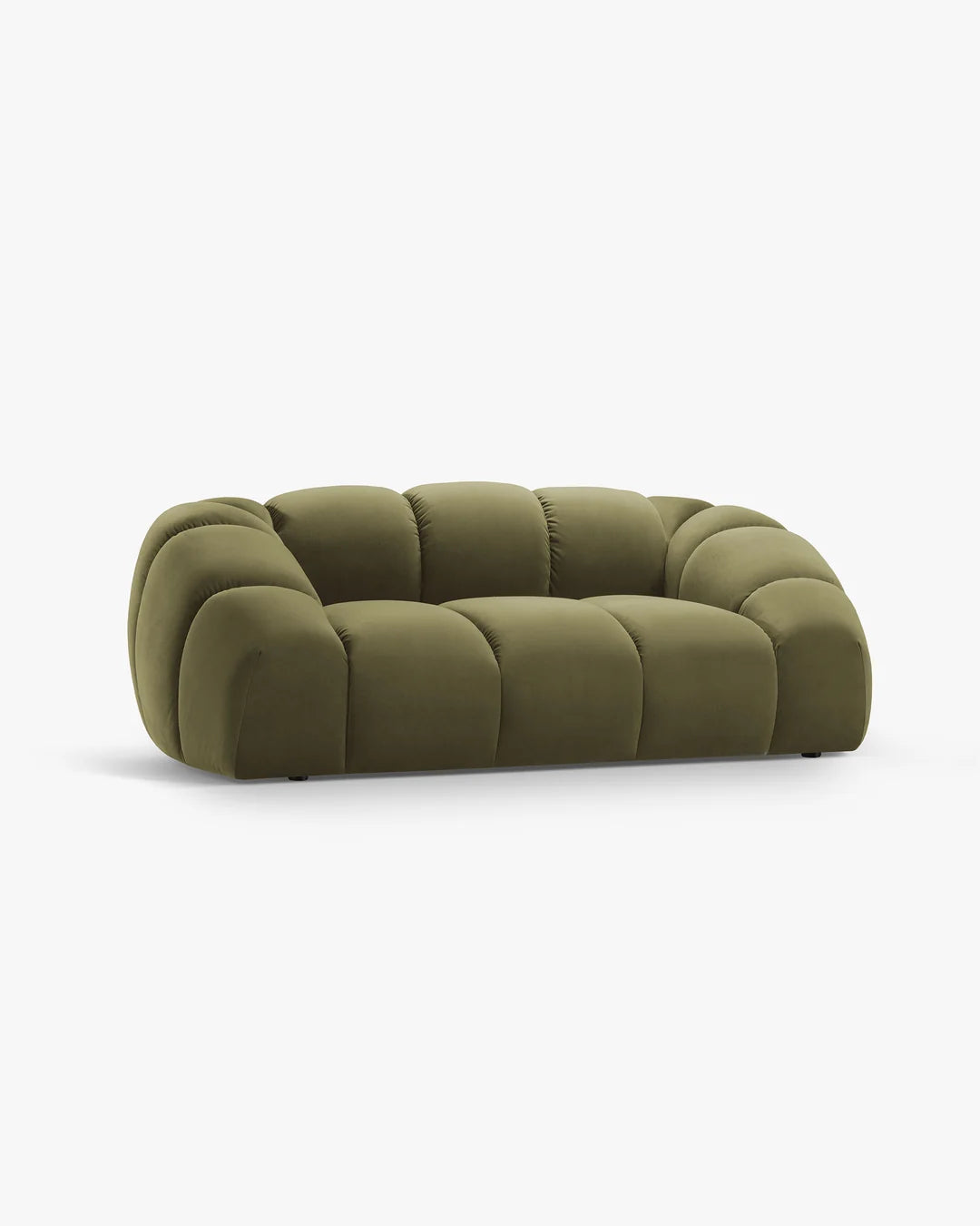 PolsterOase Sofa – Monto Sofa 2-Sitzer in Samt, 200 cm Breite, Grün – Seitenansicht