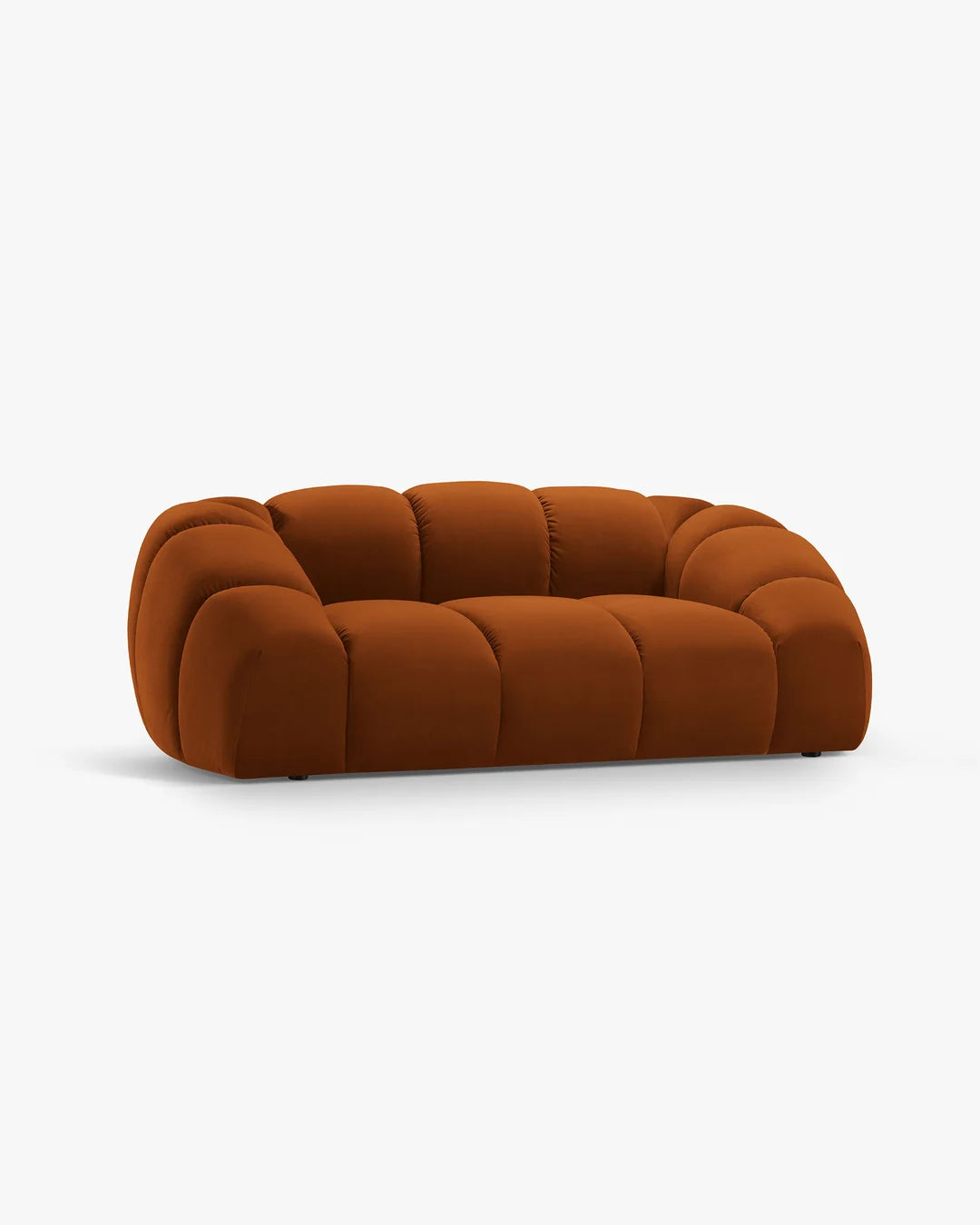 PolsterOase Sofa – Monto Sofa 2-Sitzer in Samt, 200 cm Breite, Terracotta – Seitenansicht