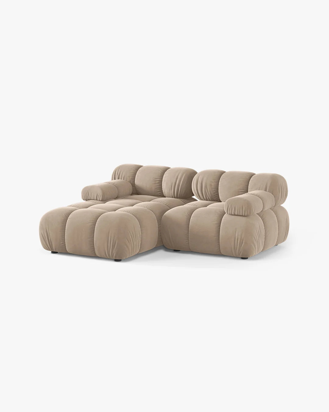 PolsterOase Sofa – Selene Ecksofa 2-Sitzer in Samt, 190 cm Breite, Beige, Links – Seitenansicht