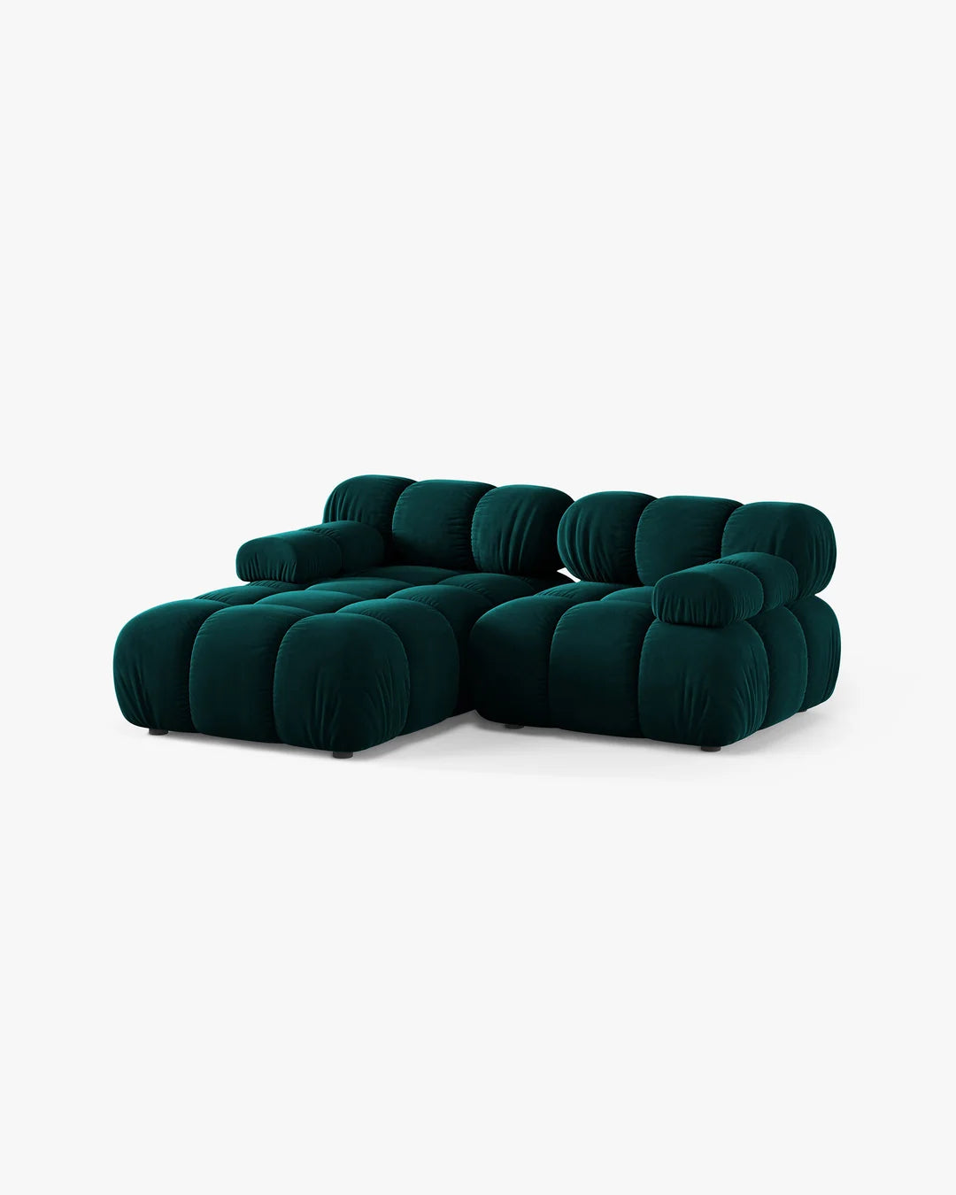PolsterOase Sofa – Selene Ecksofa 2-Sitzer in Samt, 190 cm Breite, Deep Petrol, Links – Seitenansicht
