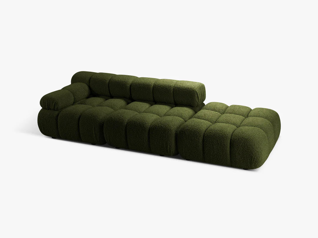 PolsterOase Sofa – Selene Ecksofa 3-Sitzer in Bouclé, 285 cm Breite, Grün, Links – Seitenansicht
