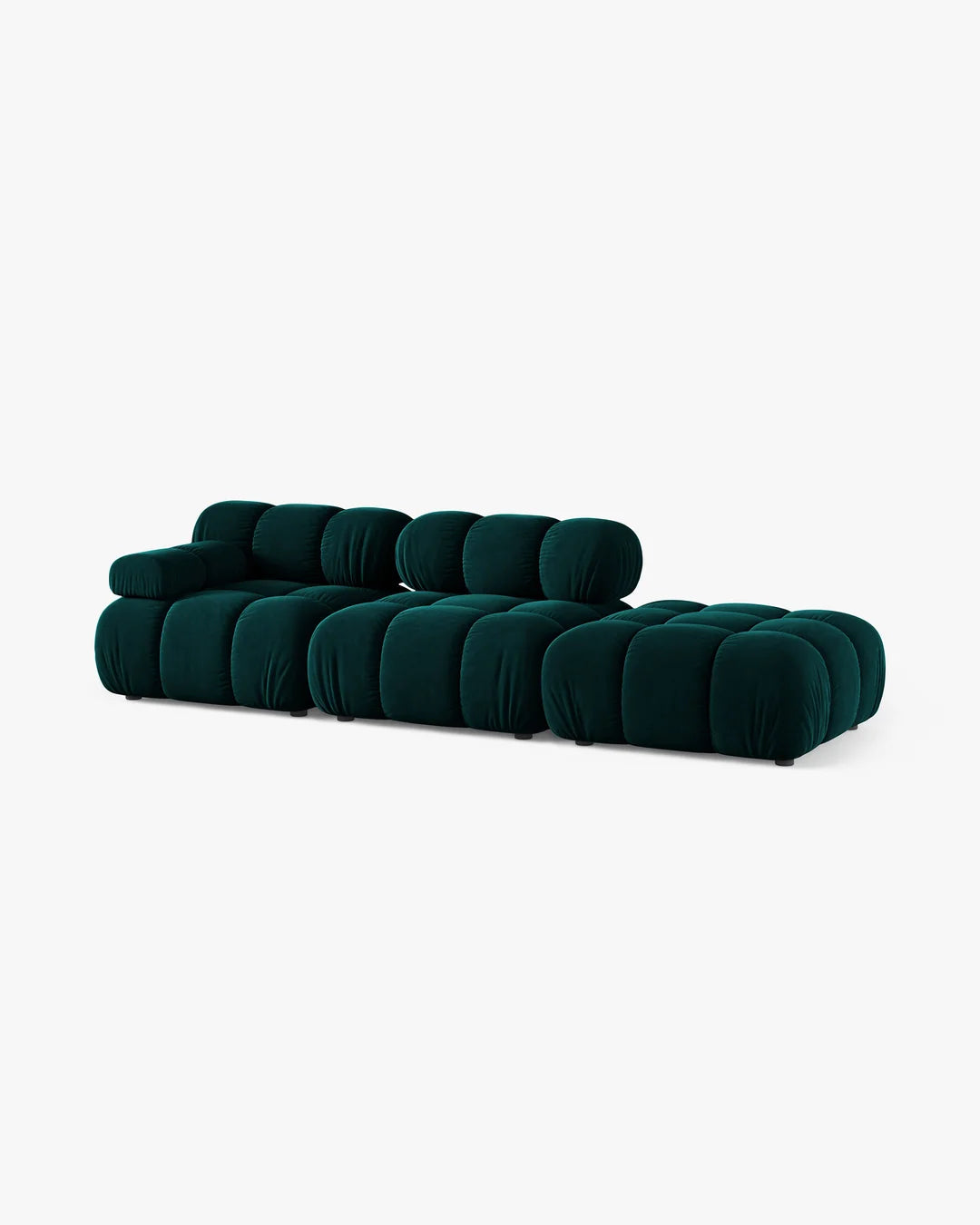 PolsterOase Sofa – Selene Ecksofa 3-Sitzer in Samt, 285 cm Breite, Deep Petrol, Links – Seitenansicht