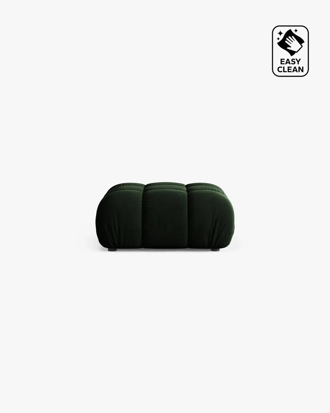 PolsterOase Sofa – Selene Hocker in Samt, 95 cm Breite, Flaschengrün – Frontalansicht