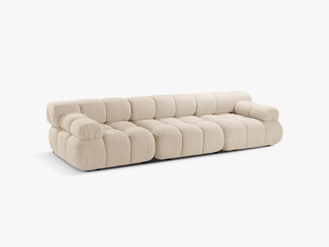 PolsterOase Sofa – Selene Sofa 3-Sitzer in Bouclé, 285 cm Breite, Beige – Seitenansicht