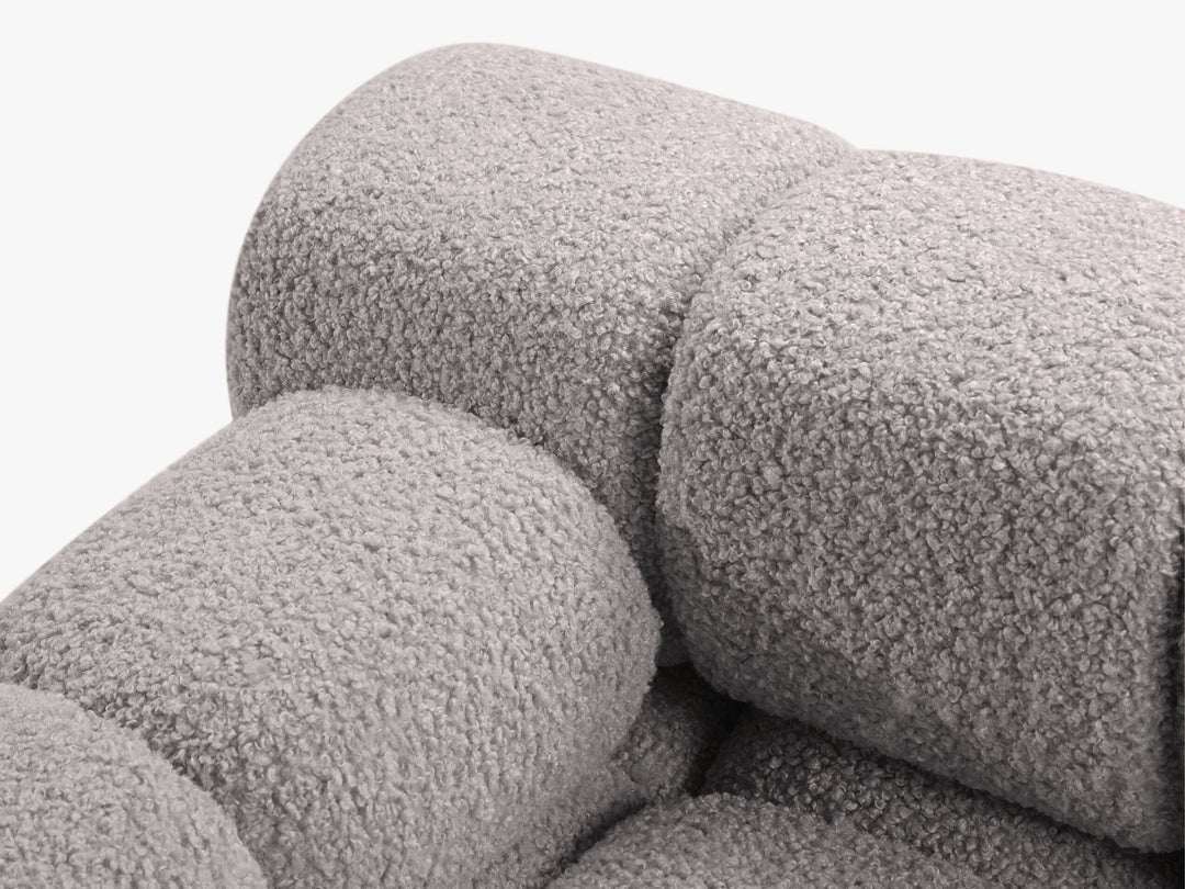 PolsterOase Sofa – Selene Sofa 3-Sitzer in Bouclé, 285 cm Breite, Grau – Rückansicht