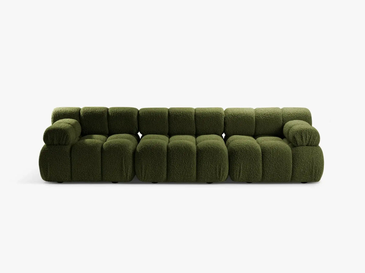 PolsterOase Sofa – Selene Sofa 3-Sitzer in Bouclé, 285 cm Breite, Grün – Frontalansicht