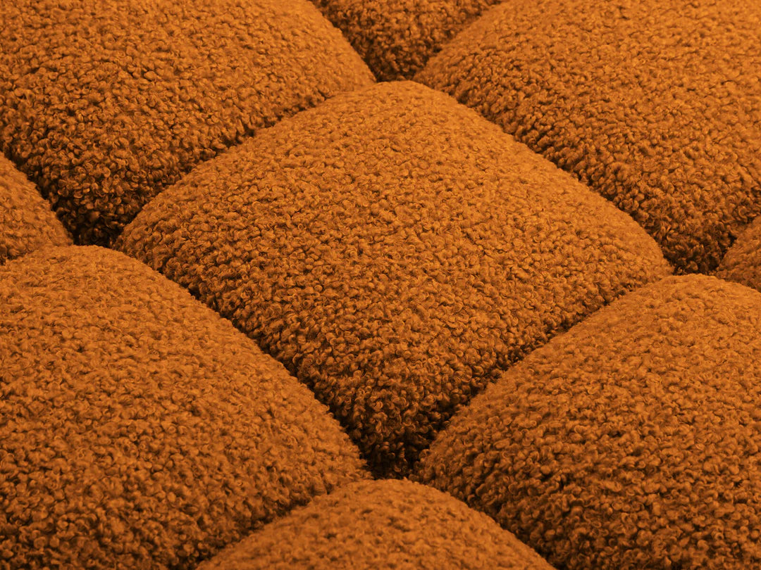 PolsterOase Sofa – Selene Sofa 3-Sitzer in Bouclé, 285 cm Breite, Kupfer – Rückansicht