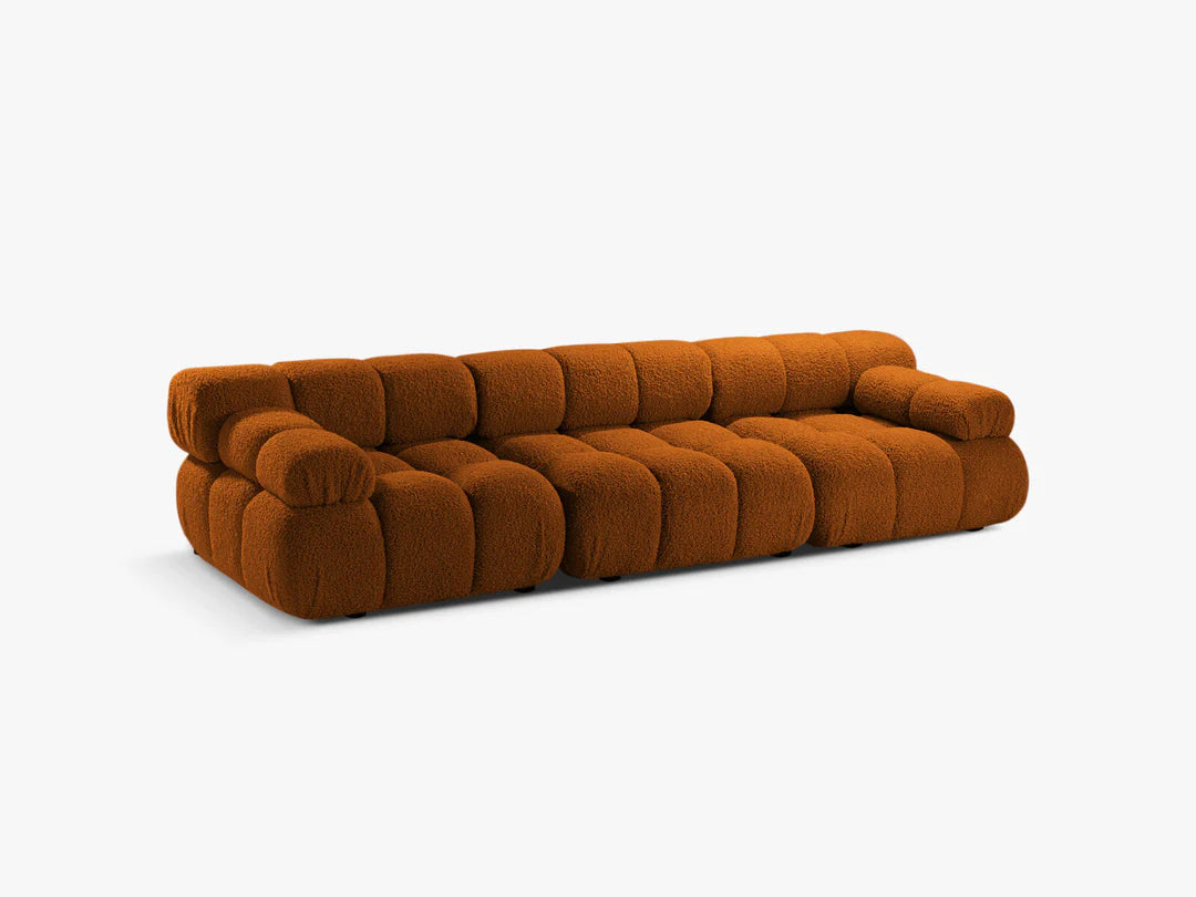 PolsterOase Sofa – Selene Sofa 3-Sitzer in Bouclé, 285 cm Breite, Kupfer – Seitenansicht