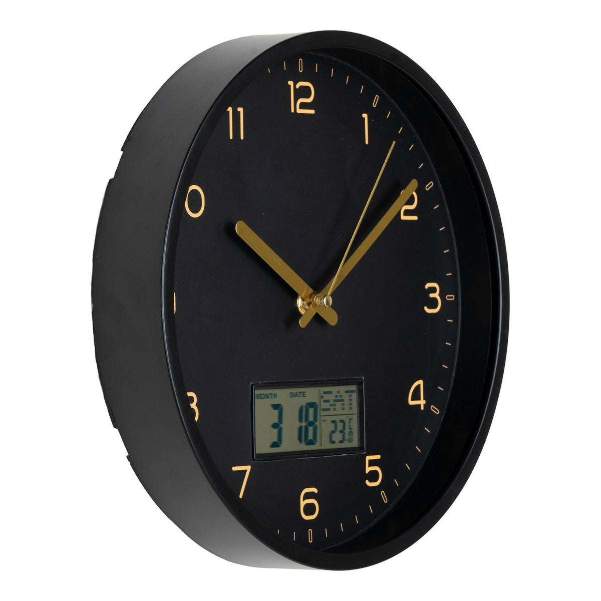 PolsterOase Uhr - Amiens digitale Wanduhr mit leisem Uhrwerk, Schwarz, Ø 25 cm – Ansicht 02