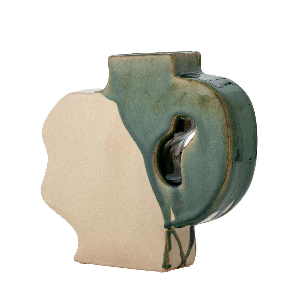 PolsterOase Vase – Design-Vase River aus Steinzeug, H 20 cm, Grün – Ansicht 04