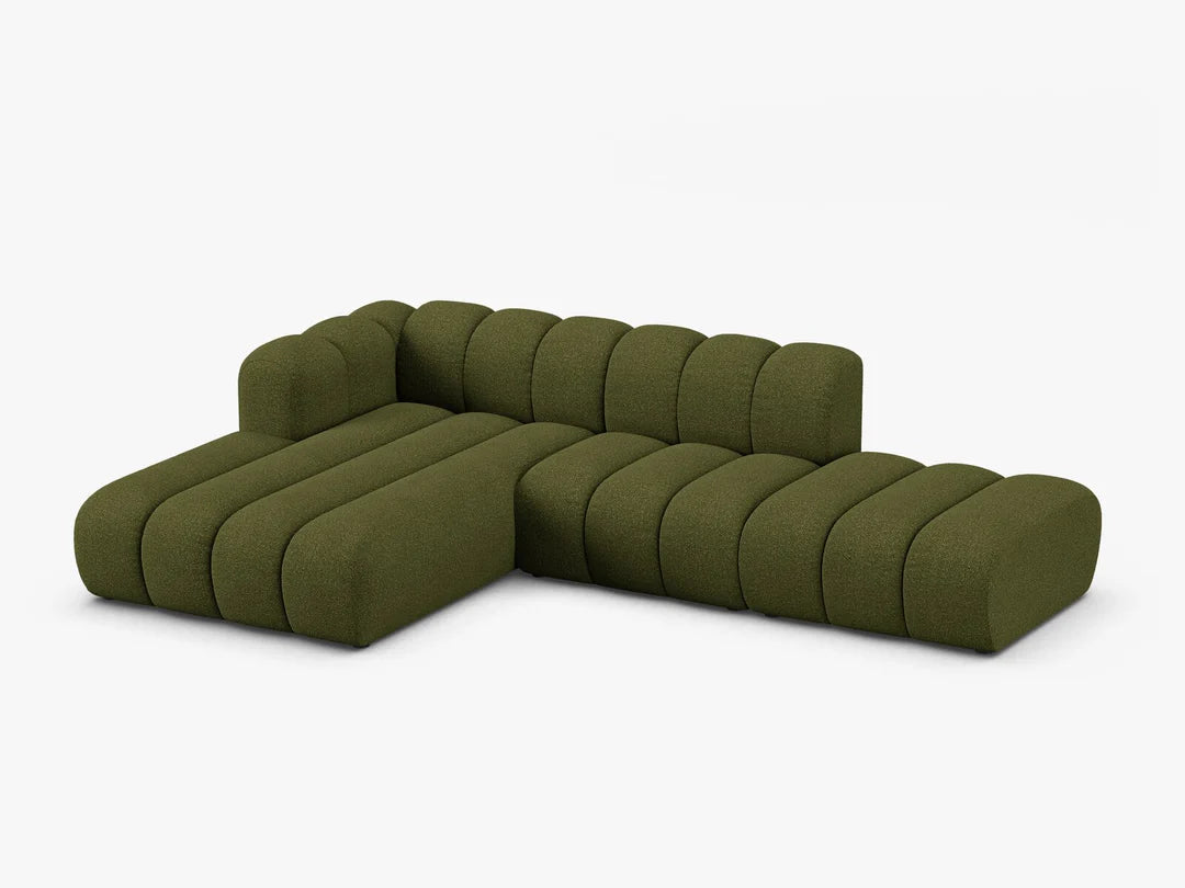 PolsterOase Grandé Ecksofa (links) in Bouclé, 299 cm Breite - Modulsofa -2 #Variant_Grün