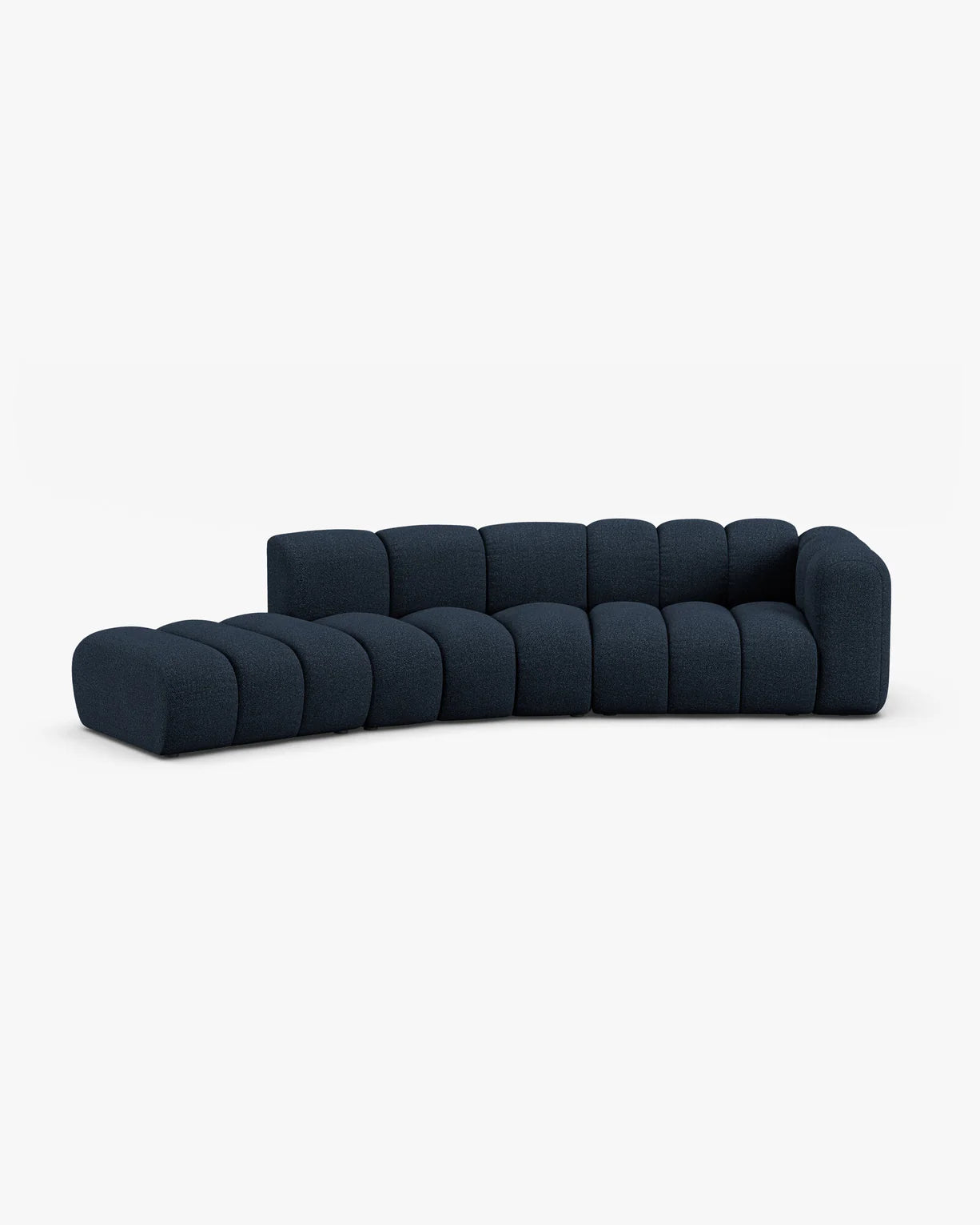 PolsterOase Grandé abgerundet Sofa (links) in Bouclé, 335 cm Breite - Modulsofa -2 #Variant_Blau