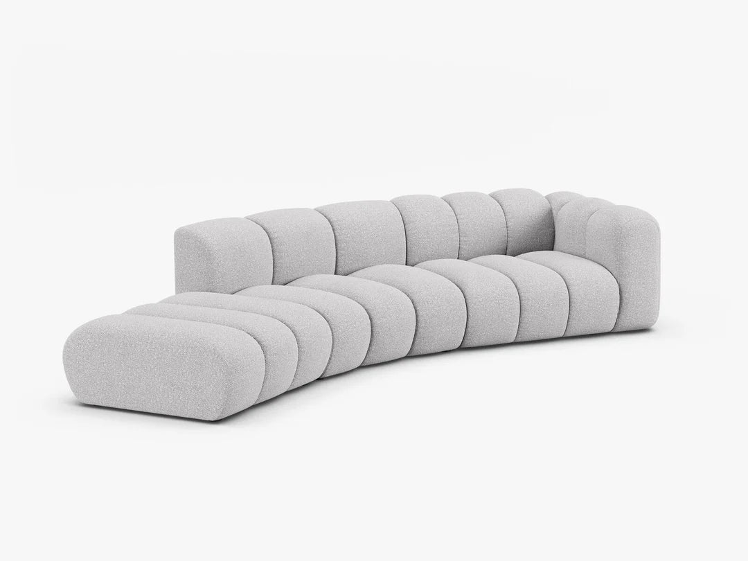 PolsterOase Grandé abgerundet Sofa (links) in Bouclé, 335 cm Breite - Modulsofa -2 #Variant_Grau