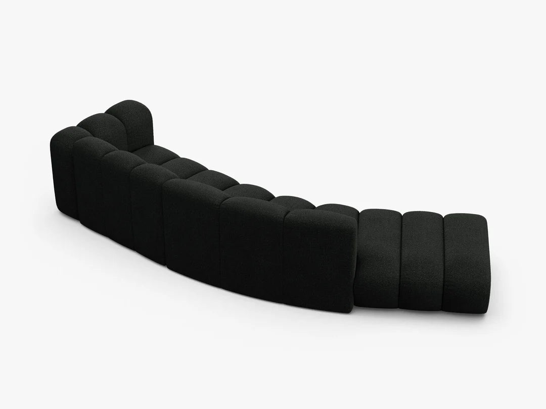 PolsterOase Grandé abgerundet Sofa (links) in Bouclé, 335 cm Breite - Modulsofa -3 #Variant_Schwarz