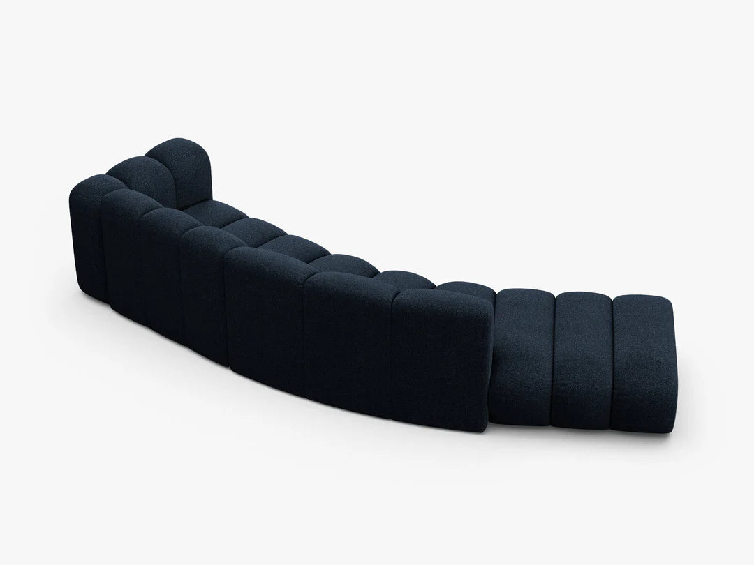 PolsterOase Grandé abgerundet Sofa (links) in Bouclé, 335 cm Breite - Modulsofa -4 #Variant_Blau