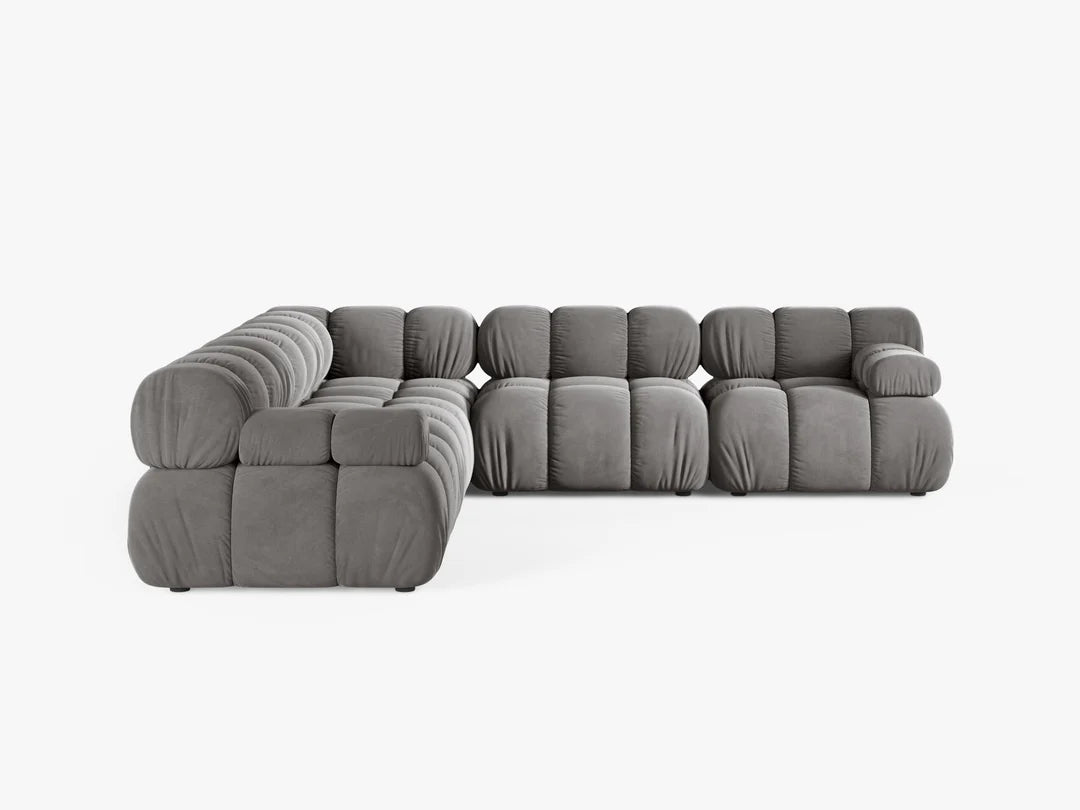 PolsterOase Selene Ecksofa (beidseitig) in Samt, 282 cm Breite - Modulsofa -2 #Variant_Grau