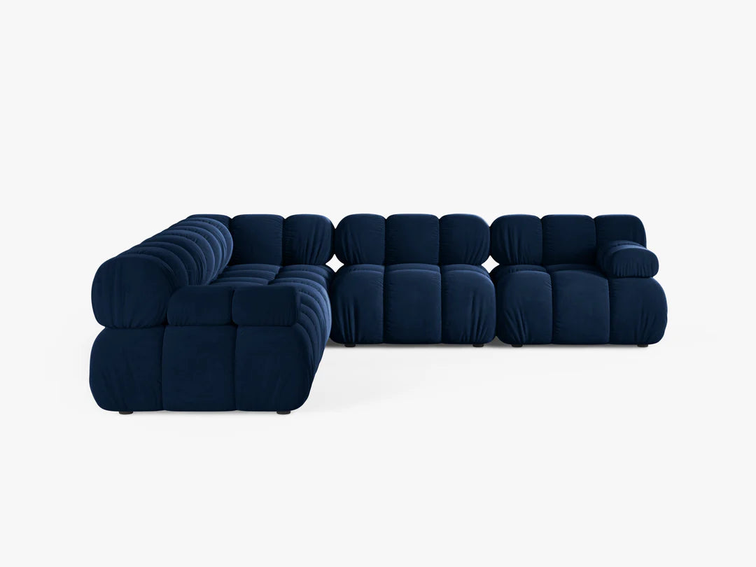PolsterOase Selene Ecksofa (beidseitig) in Samt, 282 cm Breite - Modulsofa -2 #Variant_Marineblau