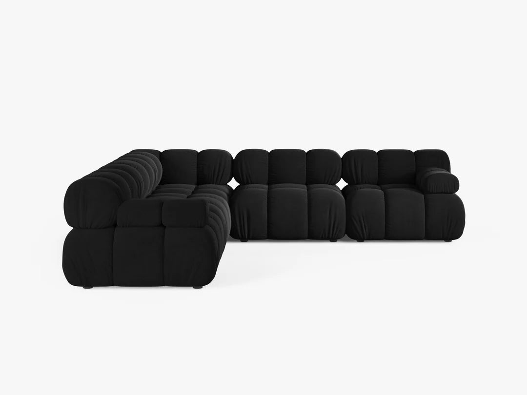 PolsterOase Selene Ecksofa (beidseitig) in Samt, 282 cm Breite - Modulsofa -2 #Variant_Schwarz